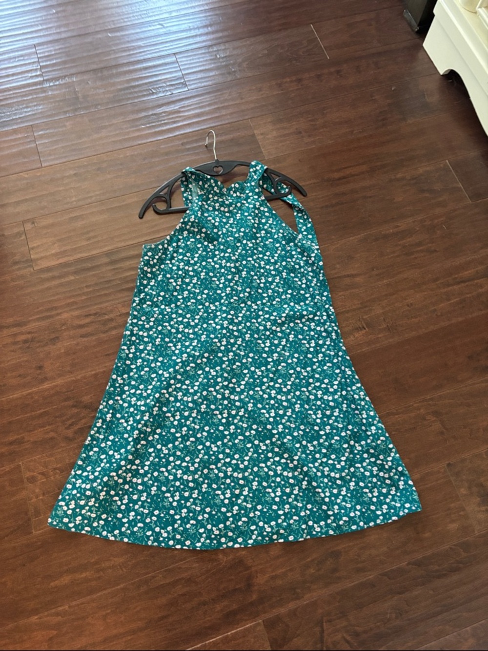 Teal Floral Halter Dress